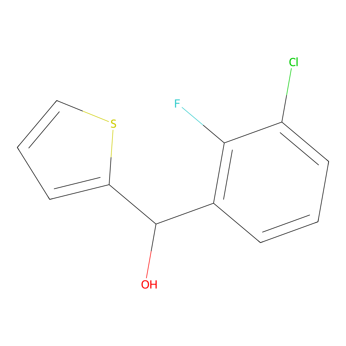 (3-Chloro-2-fluorophenyl)(thiophen-2-yl)methanol molecular structure, CAS 1341920-67-9