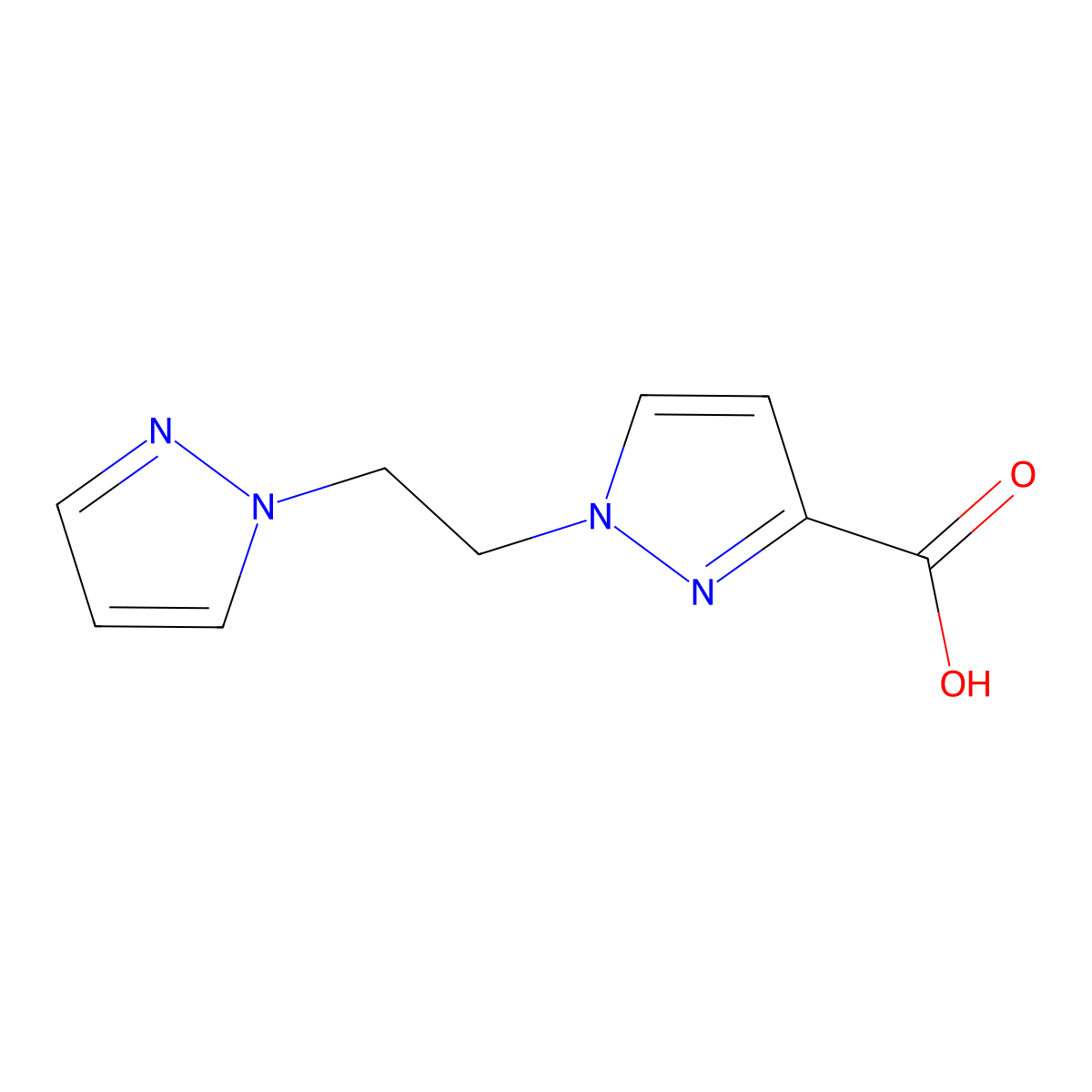 1-[2-(1H-pyrazol-1-yl)ethyl]-1H-pyrazole-3-carboxylic acid molecular structure, CAS 1341921-76-3