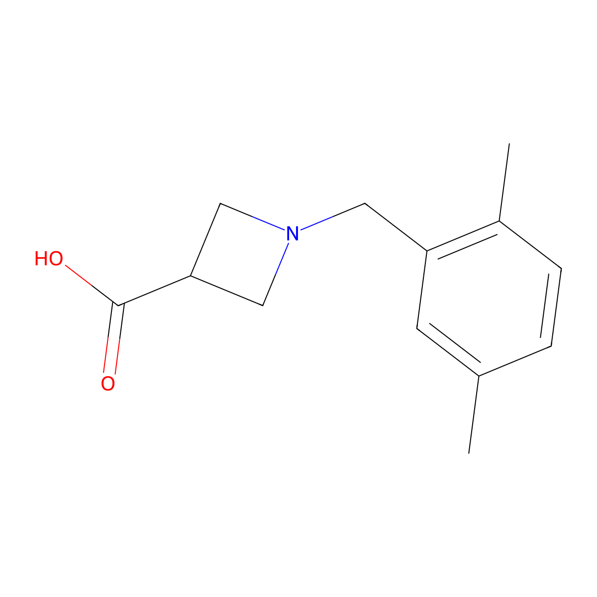 1-[(2,5-Dimethylphenyl)methyl]azetidine-3-carboxylic acid molecular structure, CAS 1341923-77-0