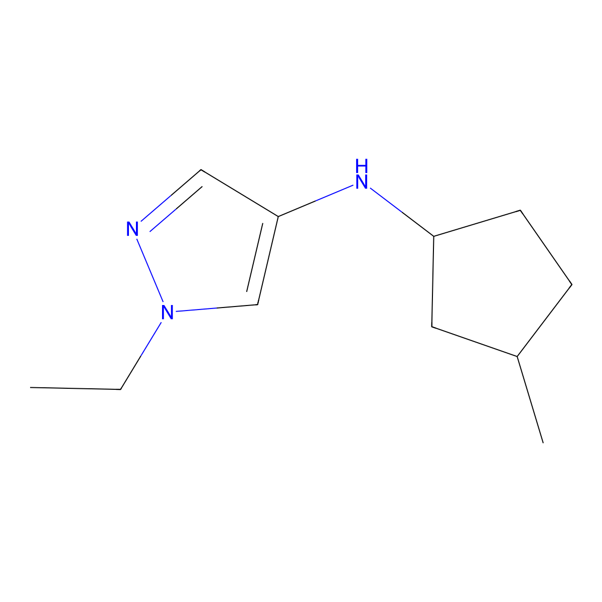 1-ethyl-N-(3-methylcyclopentyl)-1H-pyrazol-4-amine molecular structure, CAS 1341925-95-8