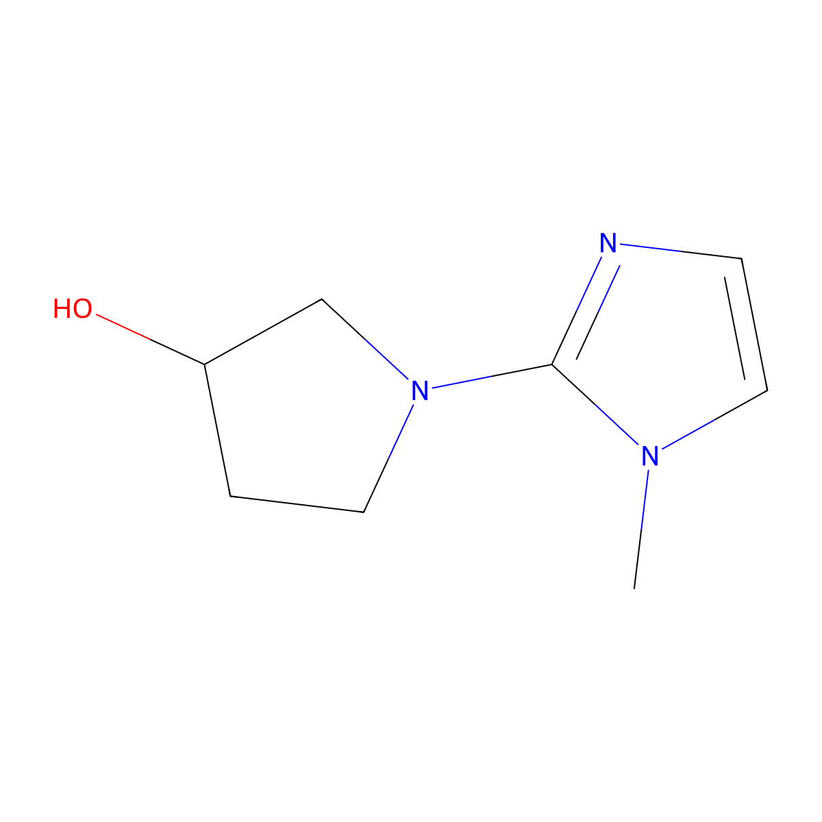 1-(1-methyl-1H-imidazol-2-yl)pyrrolidin-3-ol molecular structure, CAS 1341926-68-8