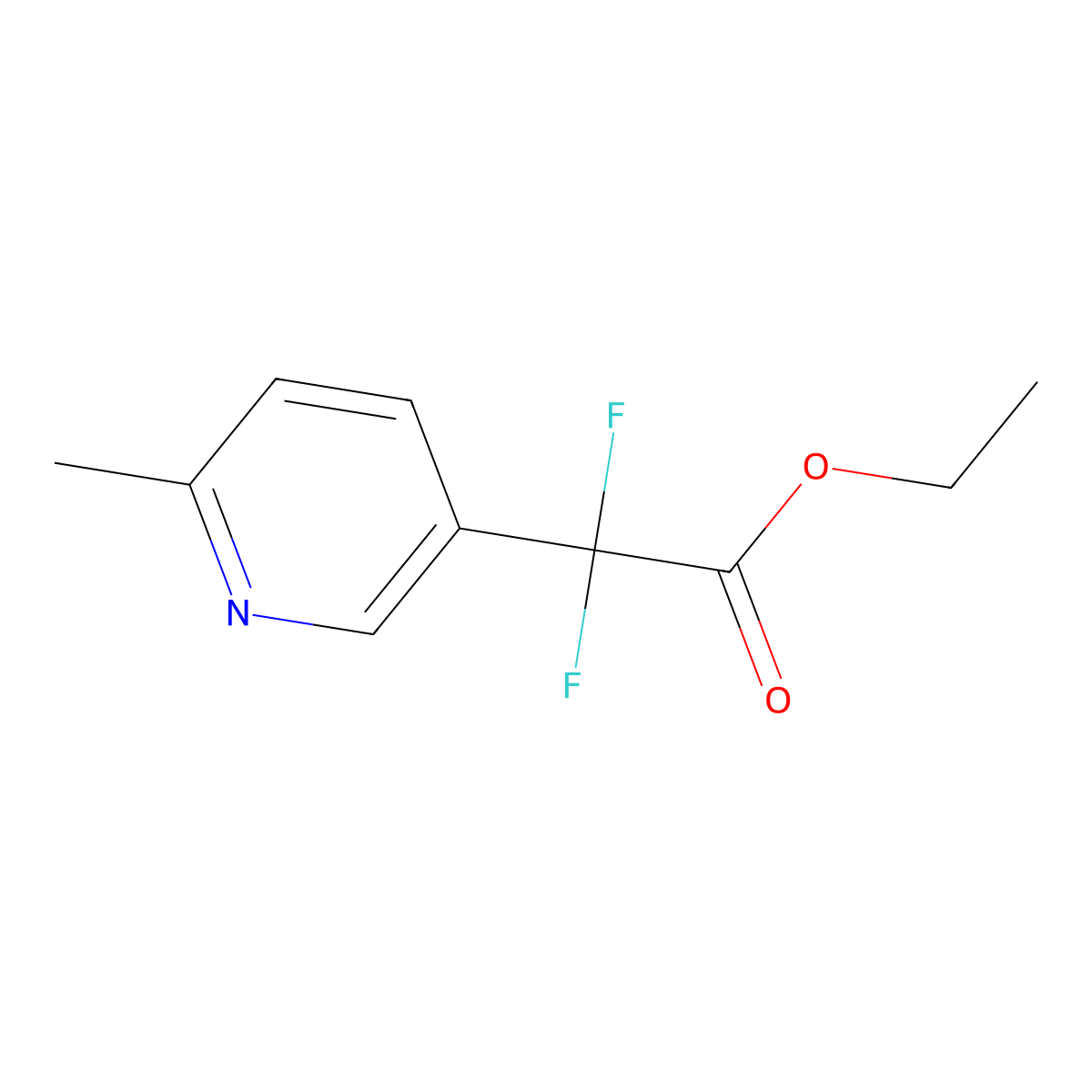 Ethyl 2,2-difluoro-2-(6-methylpyridin-3-yl)acetate molecular structure, CAS 1341926-94-0