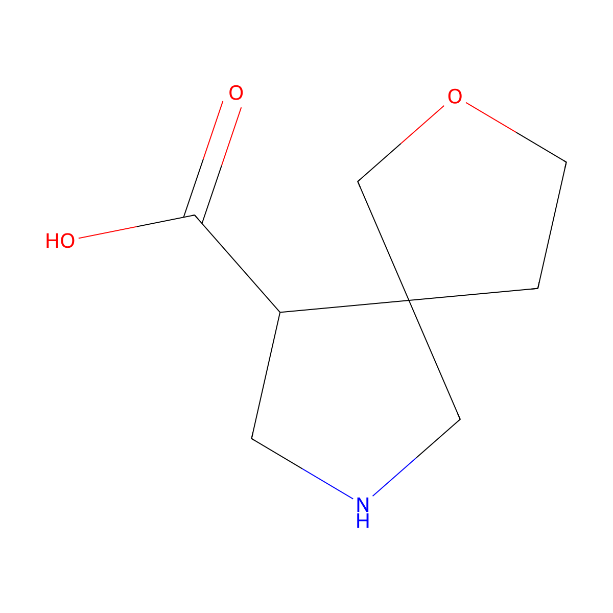 2-Oxa-7-azaspiro[4.4]nonane-9-carboxylic acid molecular structure, CAS 1341929-36-9