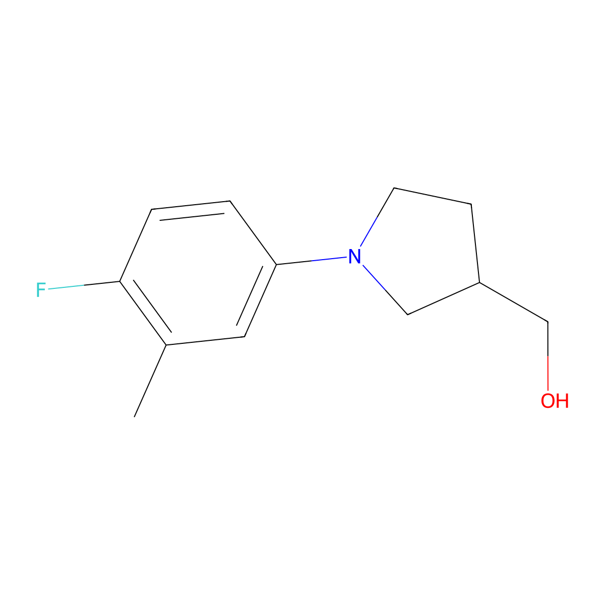 (1-(4-Fluoro-3-methylphenyl)pyrrolidin-3-yl)methanol molecular structure, CAS 1341929-49-4