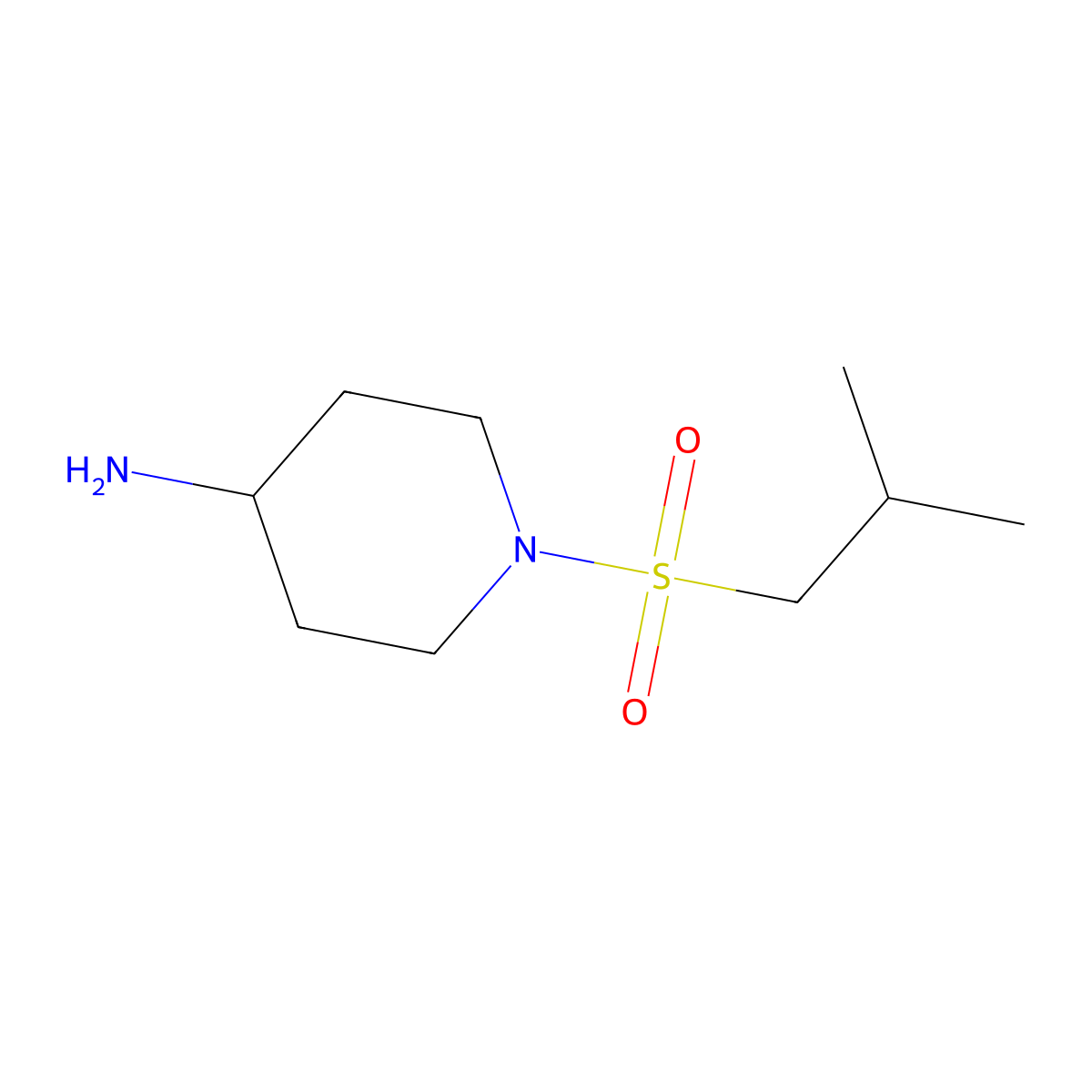 1-(2-Methylpropanesulfonyl)piperidin-4-amine molecular structure, CAS 1341933-98-9