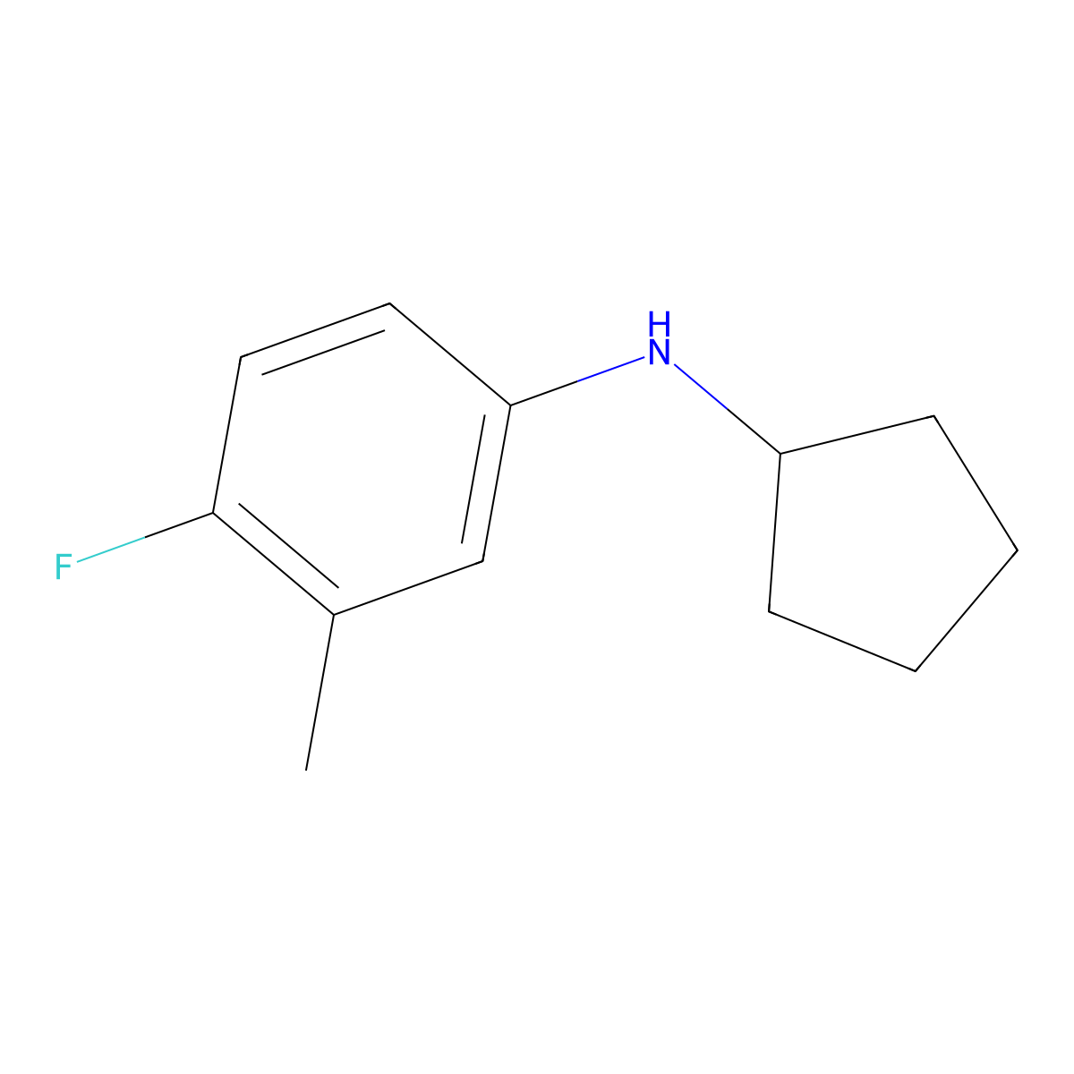 N-cyclopentyl-4-fluoro-3-methylaniline molecular structure, CAS 1341934-47-1