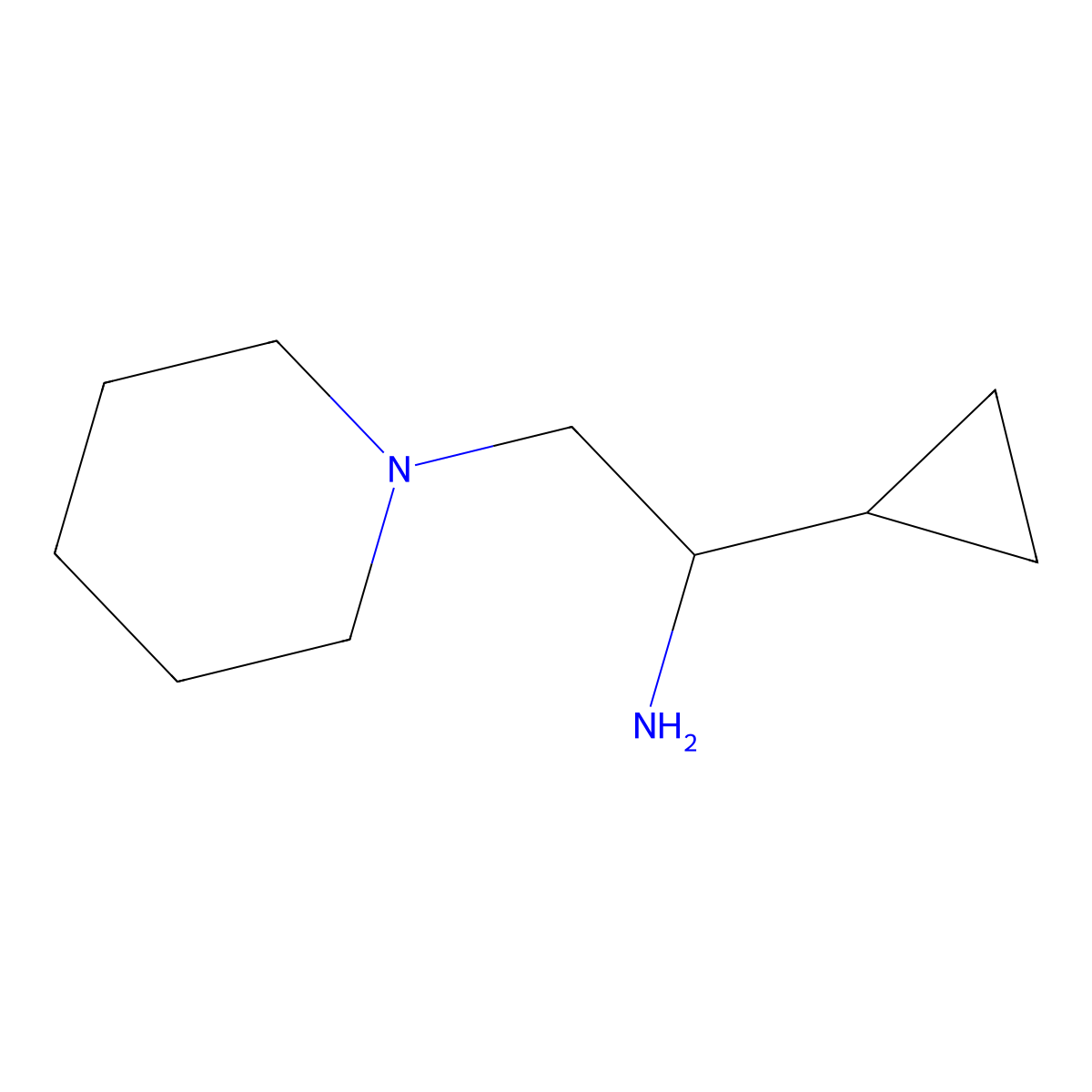 (1-Cyclopropyl-2-piperidin-1-ylethyl)amine molecular structure, CAS 1341937-82-3