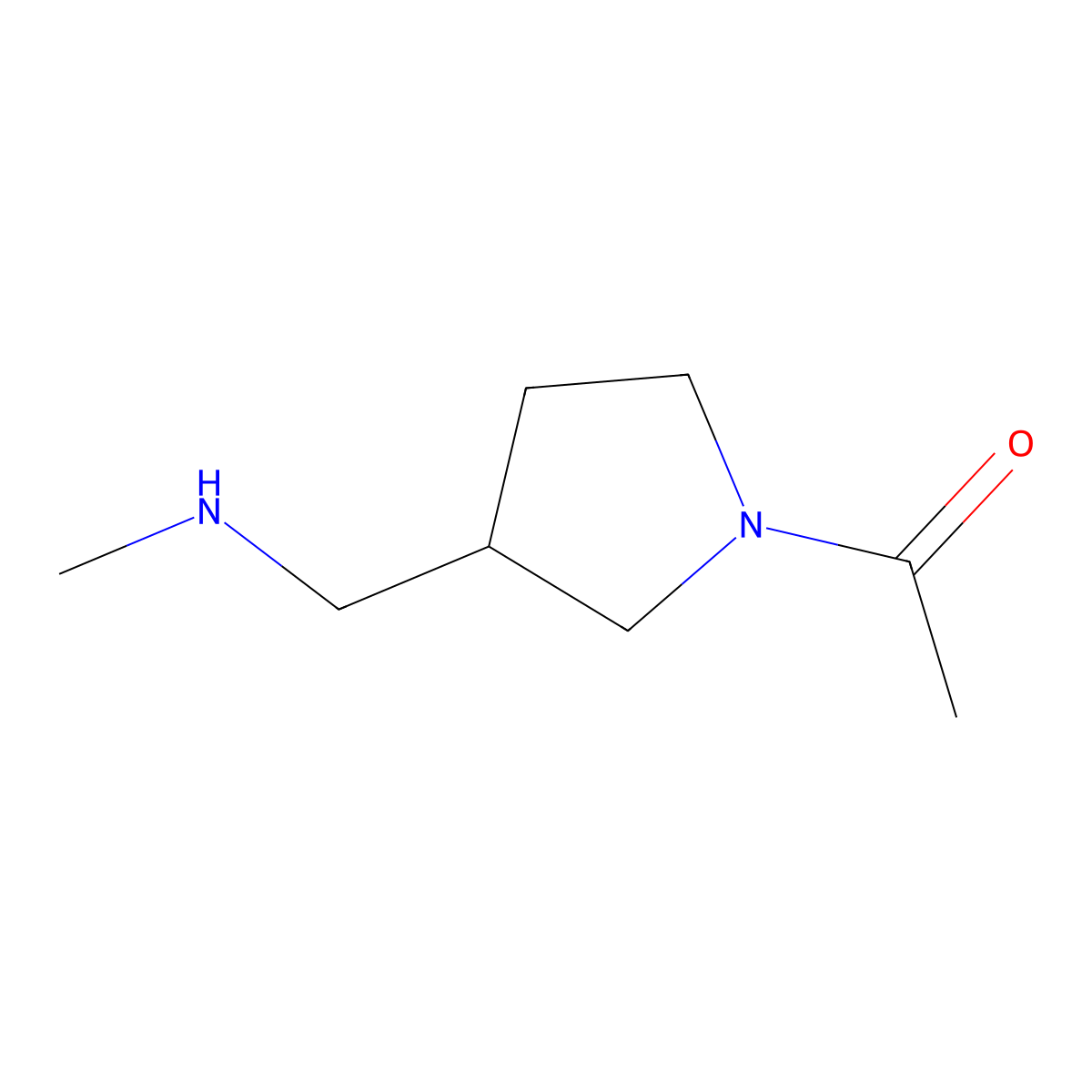 1-(3-Methylaminomethyl-pyrrolidin-1-yl)-ethanone molecular structure, CAS 1341939-65-8
