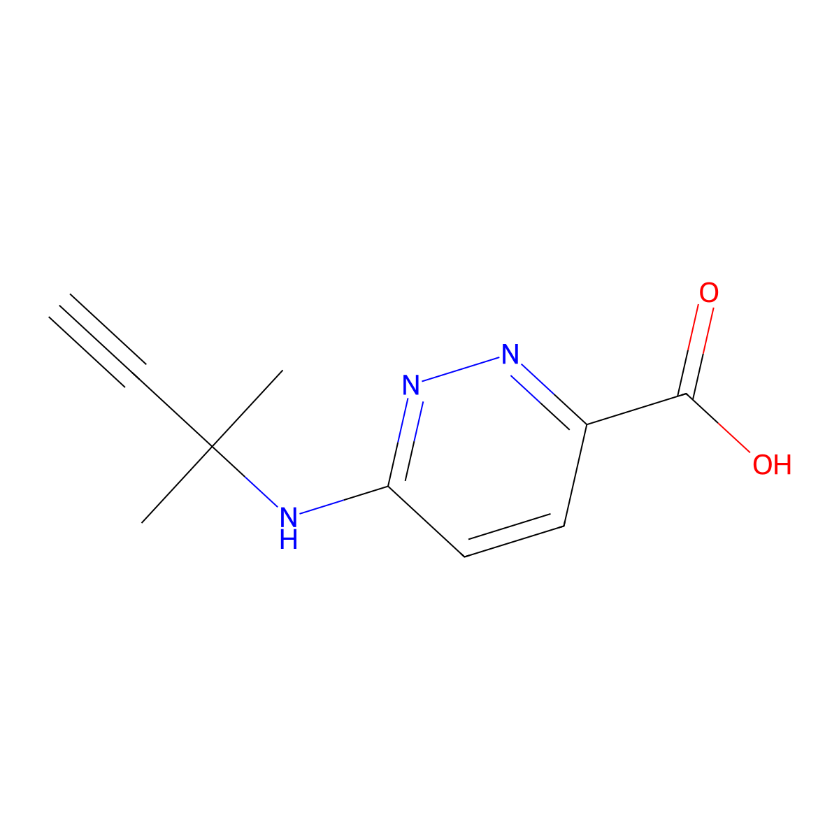 6-[(2-Methylbut-3-yn-2-yl)amino]pyridazine-3-carboxylic acid molecular structure, CAS 1341939-84-1