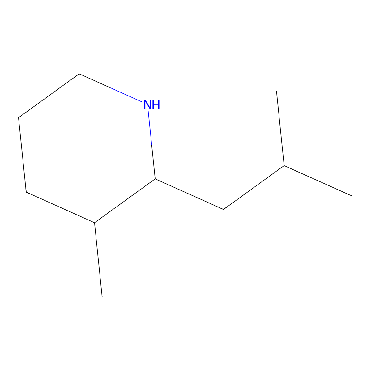 3-Methyl-2-(2-methylpropyl)piperidine molecular structure, CAS 1341941-18-1