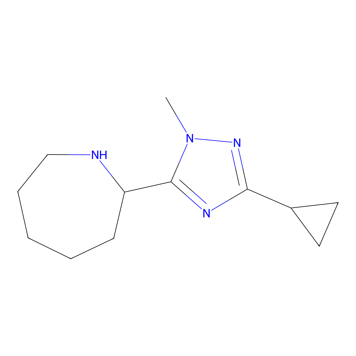 2-(3-Cyclopropyl-1-methyl-1h-1,2,4-triazol-5-yl)azepane molecular structure, CAS 1341944-56-6