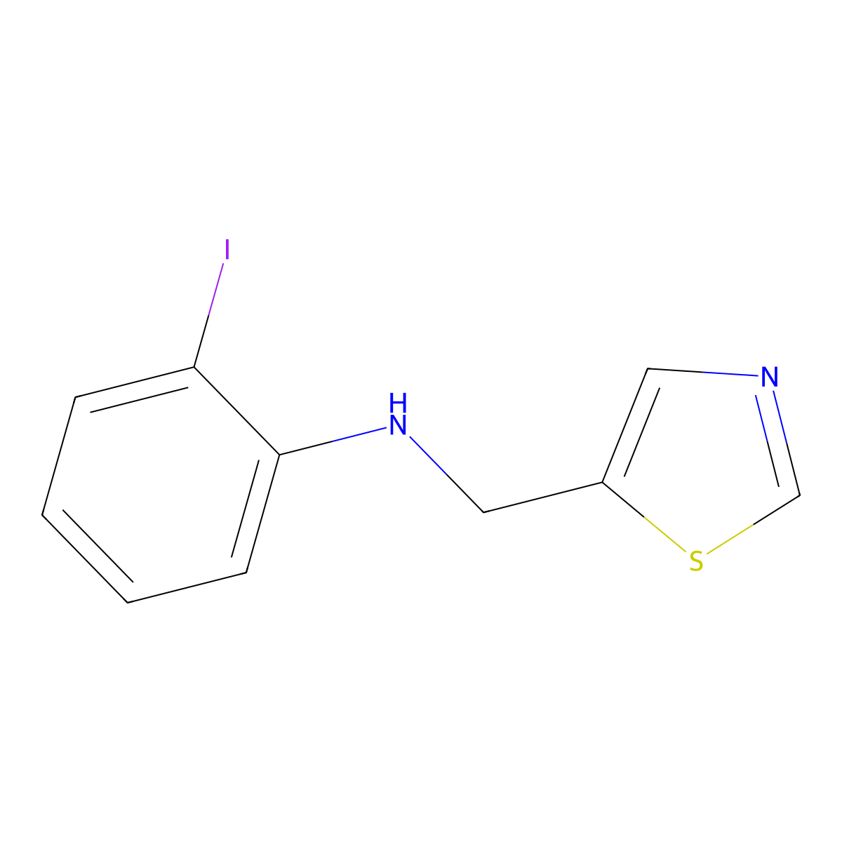 2-iodo-N-(1,3-thiazol-5-ylmethyl)aniline molecular structure, CAS 1341947-29-2