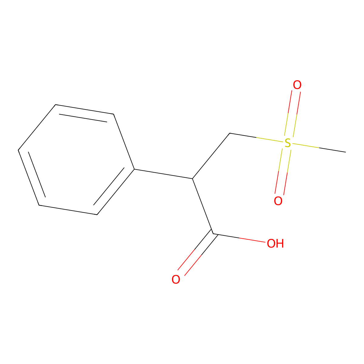 3-Methanesulfonyl-2-phenylpropanoic acid molecular structure, CAS 1341947-50-9