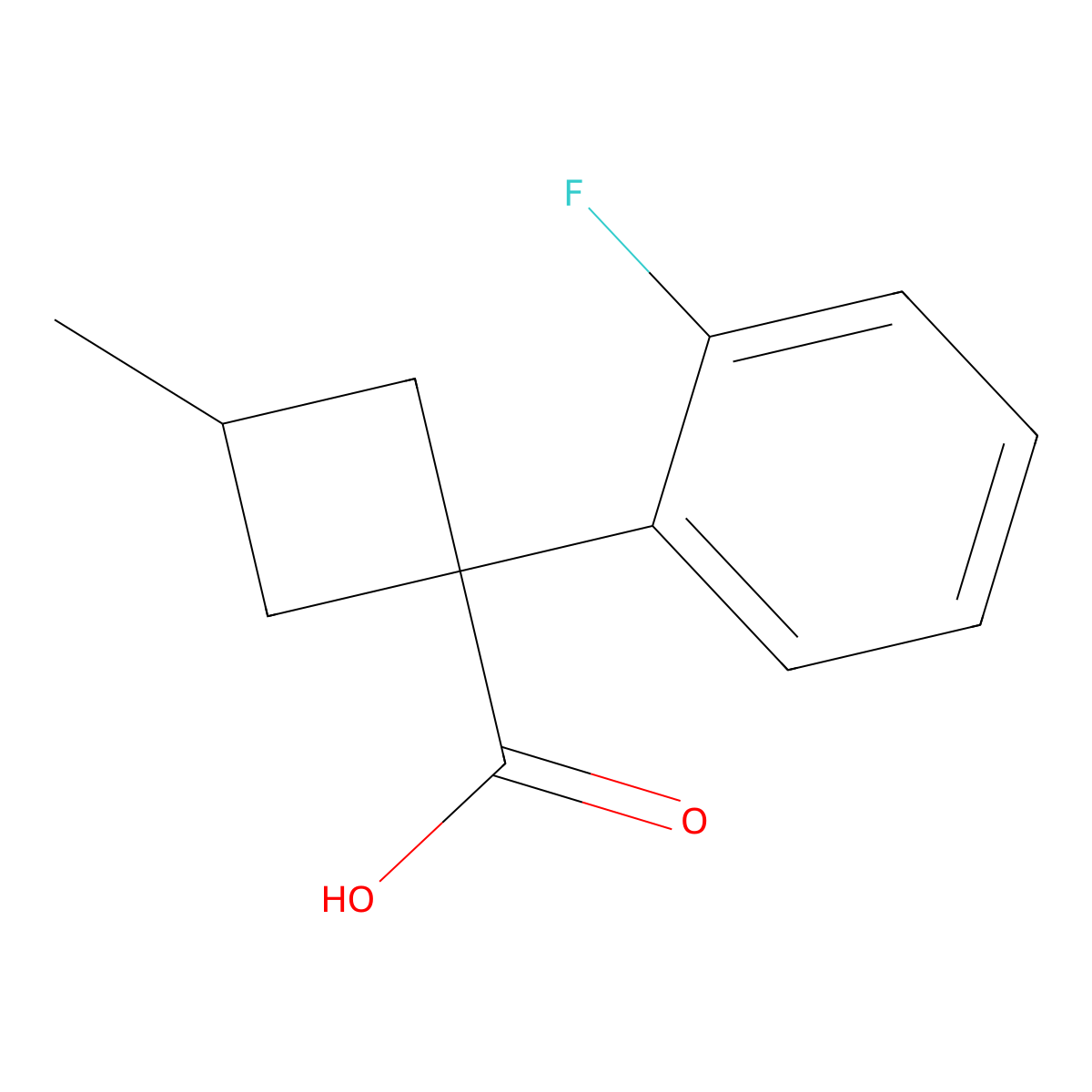 1-(2-Fluorophenyl)-3-methylcyclobutane-1-carboxylic acid molecular structure, CAS 1341950-60-4