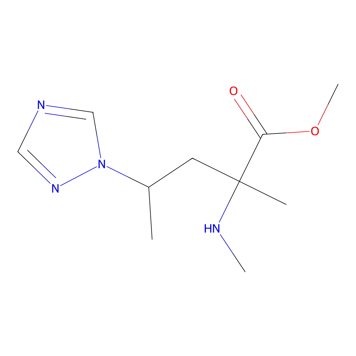 Methyl 2-methyl-2-(methylamino)-4-(1h-1,2,4-triazol-1-yl)pentanoate molecular structure, CAS 1341950-87-5