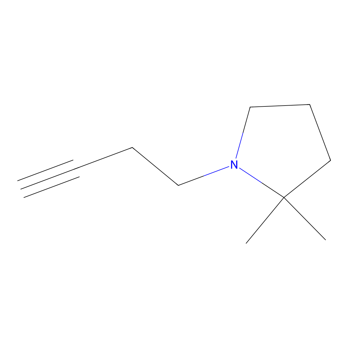 1-(But-3-yn-1-yl)-2,2-dimethylpyrrolidine molecular structure, CAS 1341950-94-4