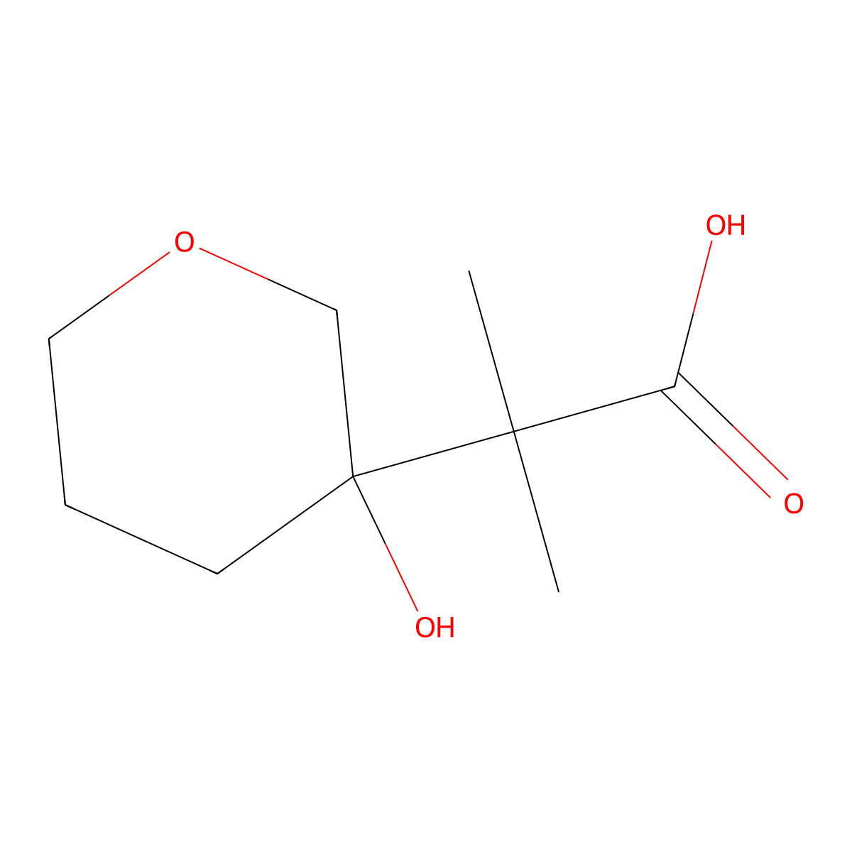 2-(3-Hydroxyoxan-3-yl)-2-methylpropanoic acid molecular structure, CAS 1341954-04-8