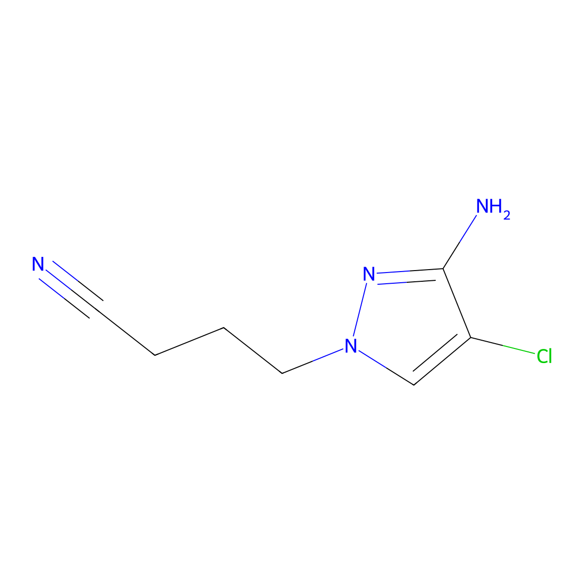 4-(3-amino-4-chloro-1H-pyrazol-1-yl)butanenitrile molecular structure, CAS 1341956-34-0
