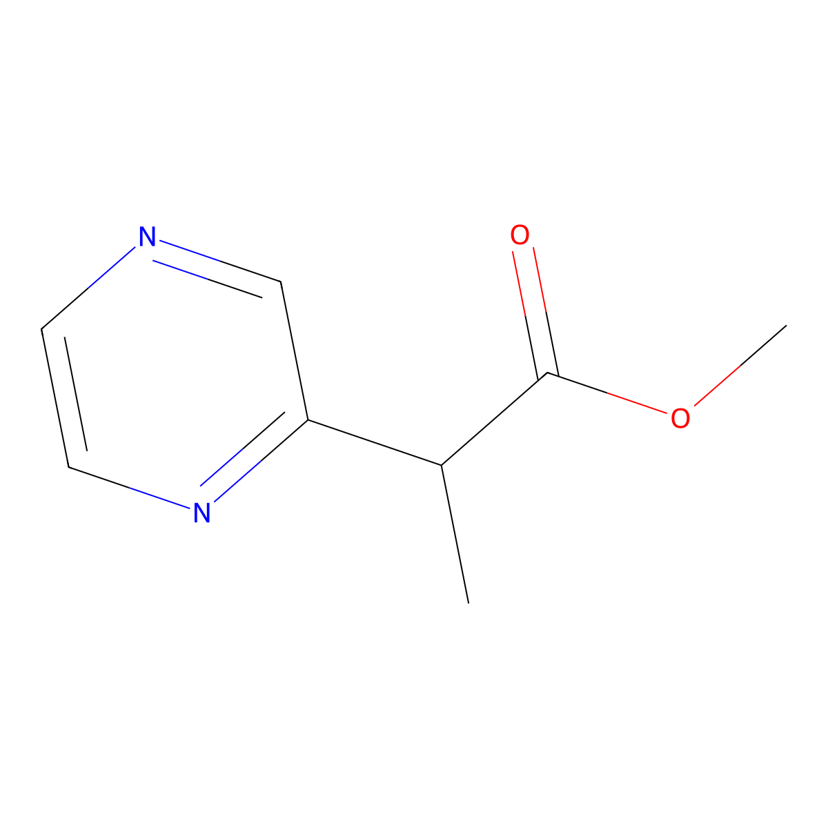 Methyl 2-(pyrazin-2-yl)propanoate molecular structure, CAS 1341956-76-0