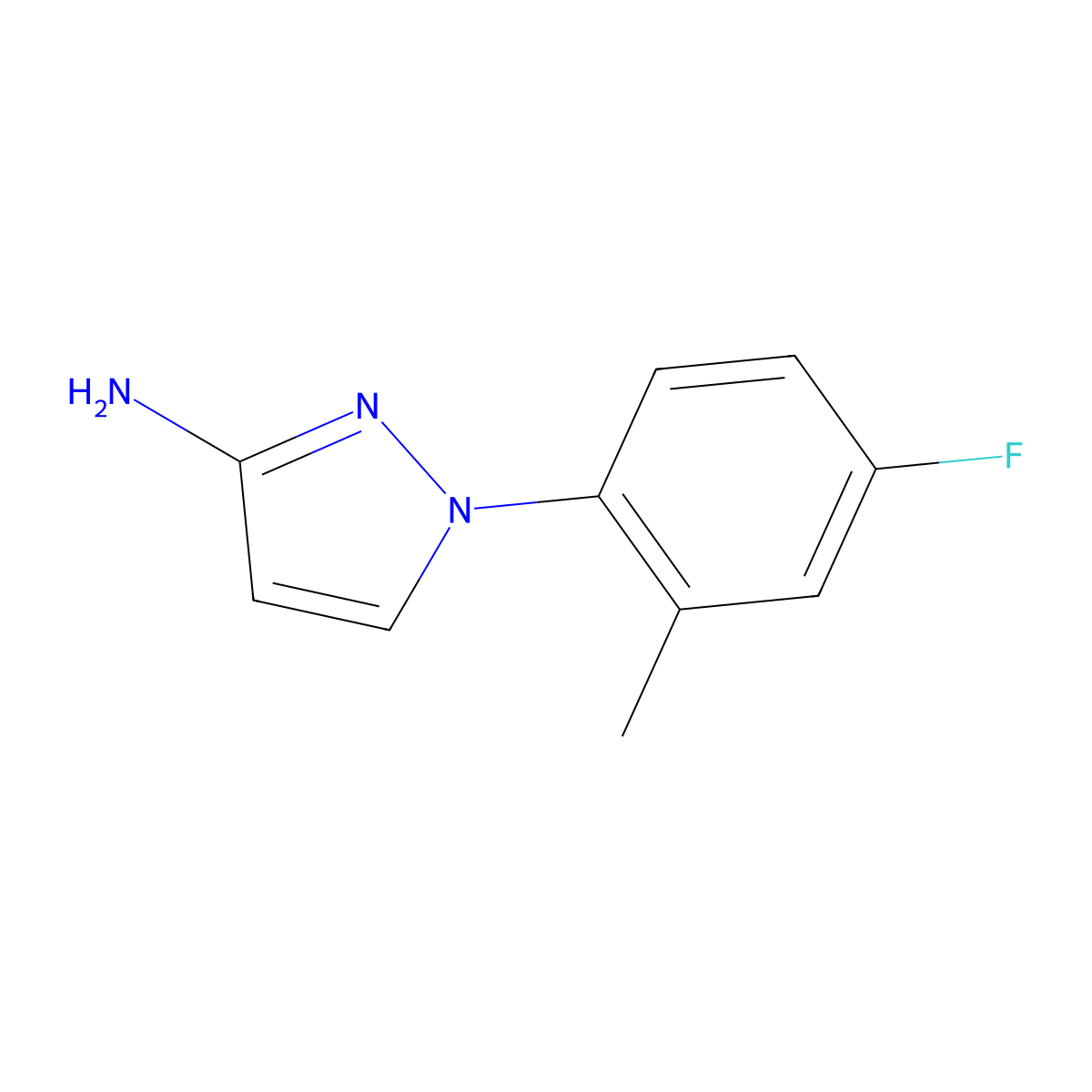1-(4-fluoro-2-methylphenyl)-1H-pyrazol-3-amine molecular structure, CAS 1341958-09-5