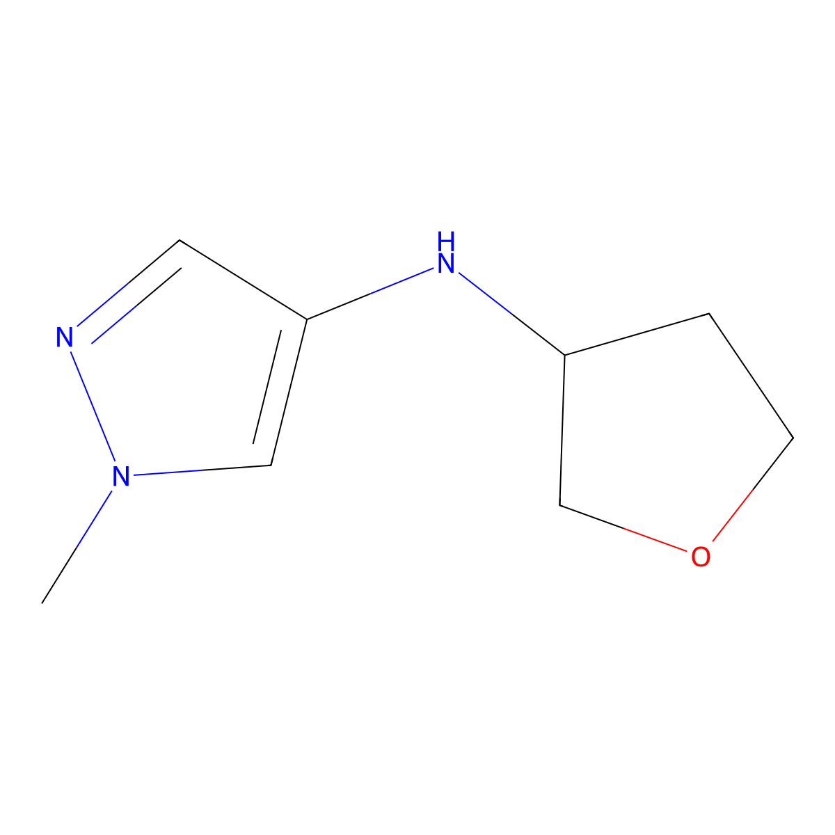 1-Methyl-N-(tetrahydro-3-furanyl)-1H-pyrazol-4-amine molecular structure, CAS 1341959-06-5