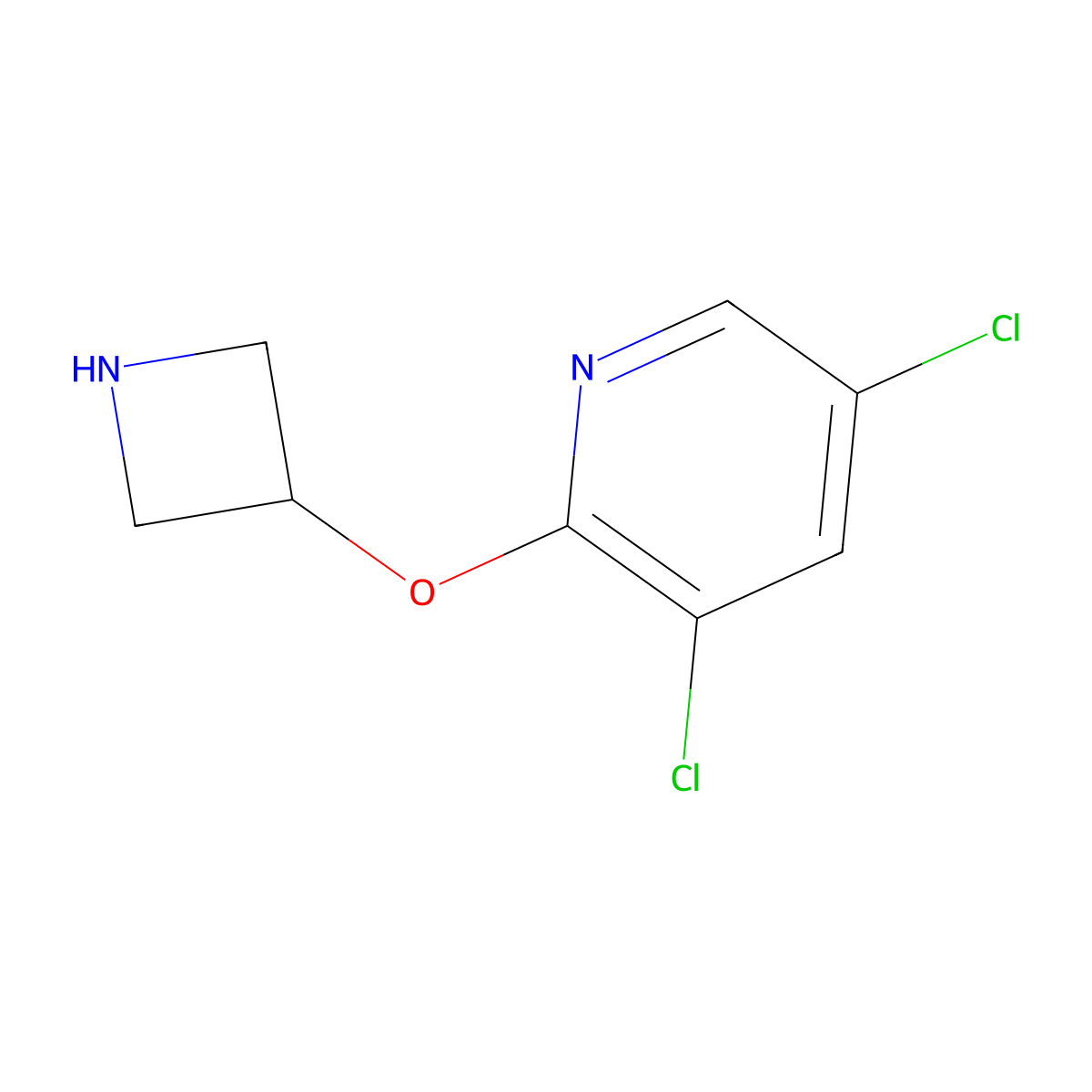 2-(Azetidin-3-yloxy)-3,5-dichloropyridine molecular structure, CAS 1341960-52-8