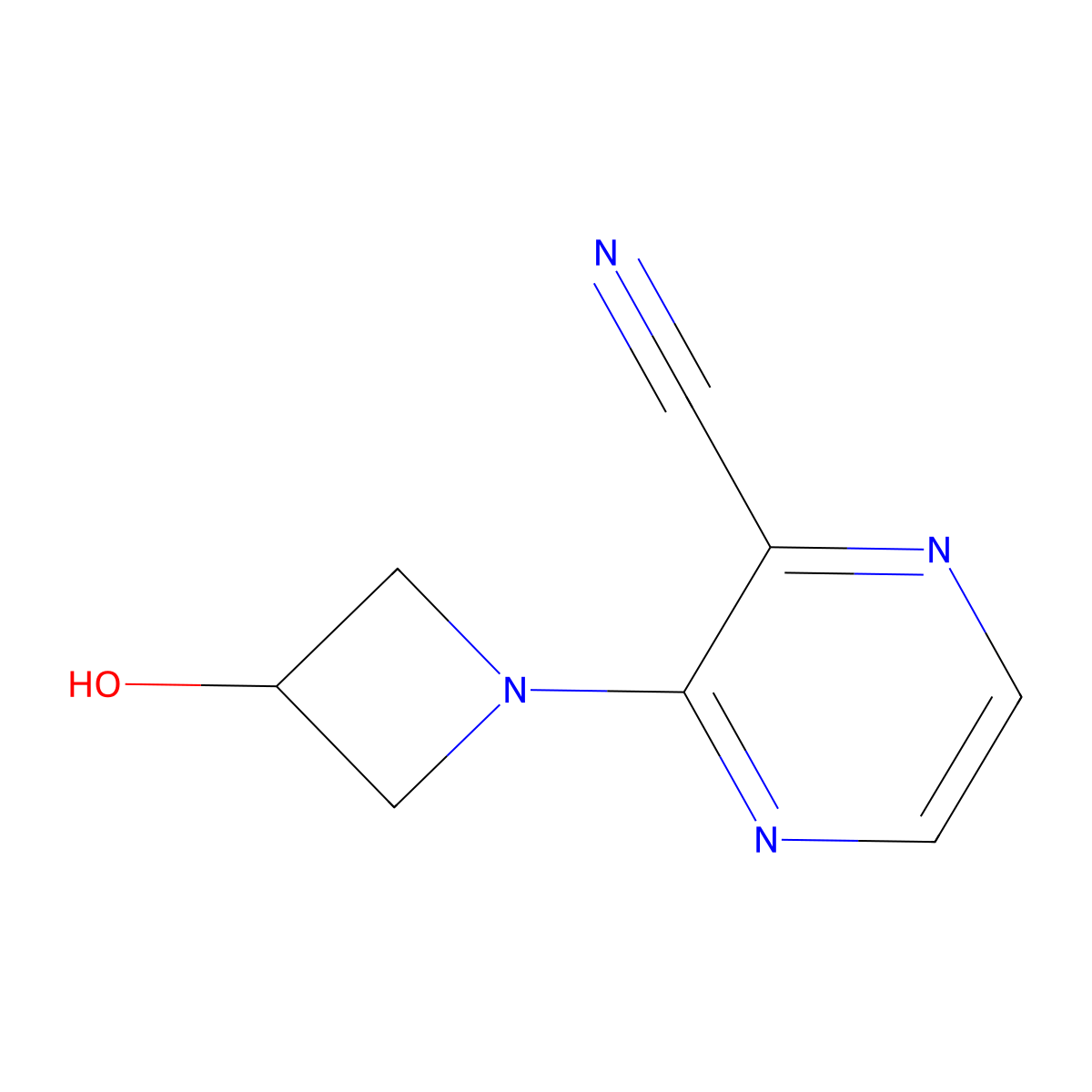 3-(3-Hydroxyazetidin-1-yl)pyrazine-2-carbonitrile molecular structure, CAS 1341962-36-4