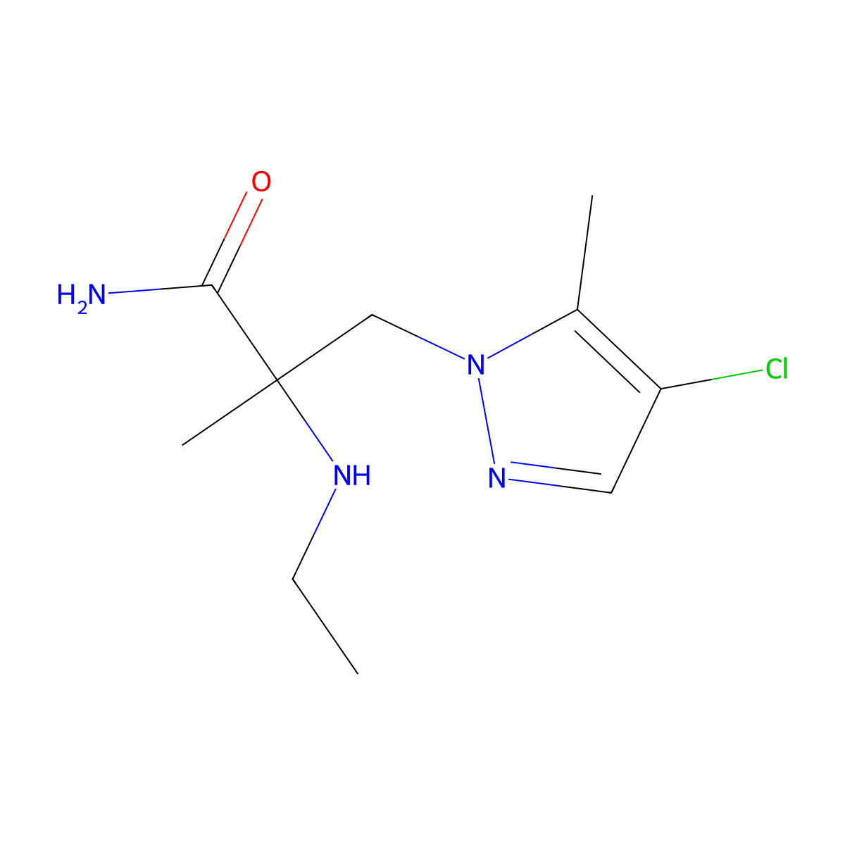 3-(4-Chloro-5-methyl-1h-pyrazol-1-yl)-2-(ethylamino)-2-methylpropanamide molecular structure, CAS 1341963-26-5