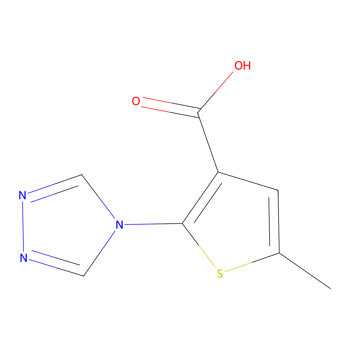 5-methyl-2-(4H-1,2,4-triazol-4-yl)thiophene-3-carboxylic acid molecular structure, CAS 1341966-00-4