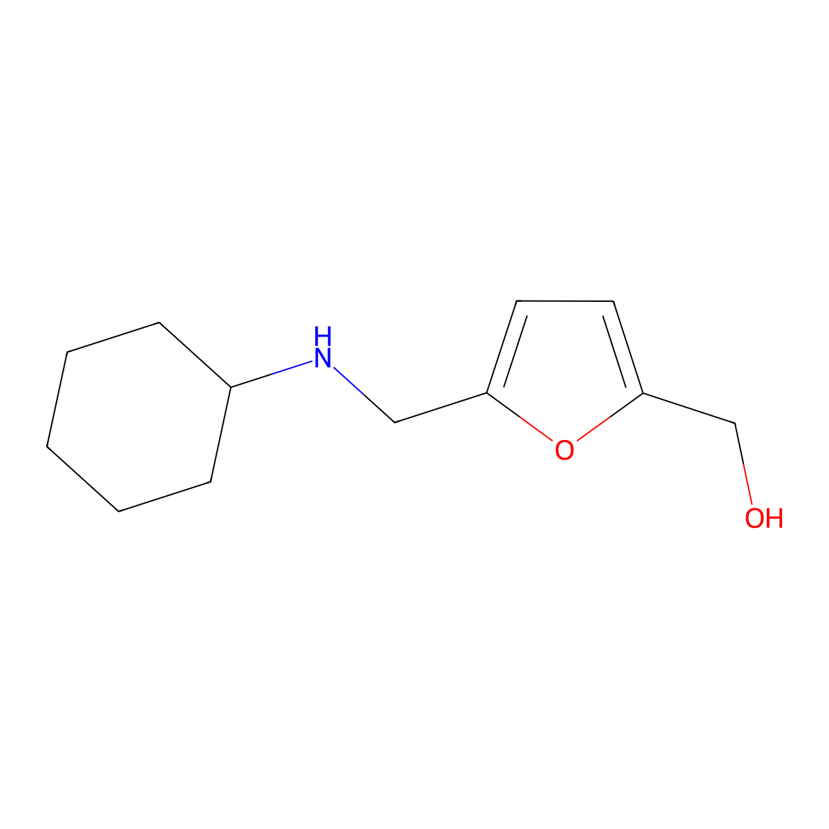 {5-[(Cyclohexylamino)methyl]furan-2-yl}methanol molecular structure, CAS 1341968-36-2