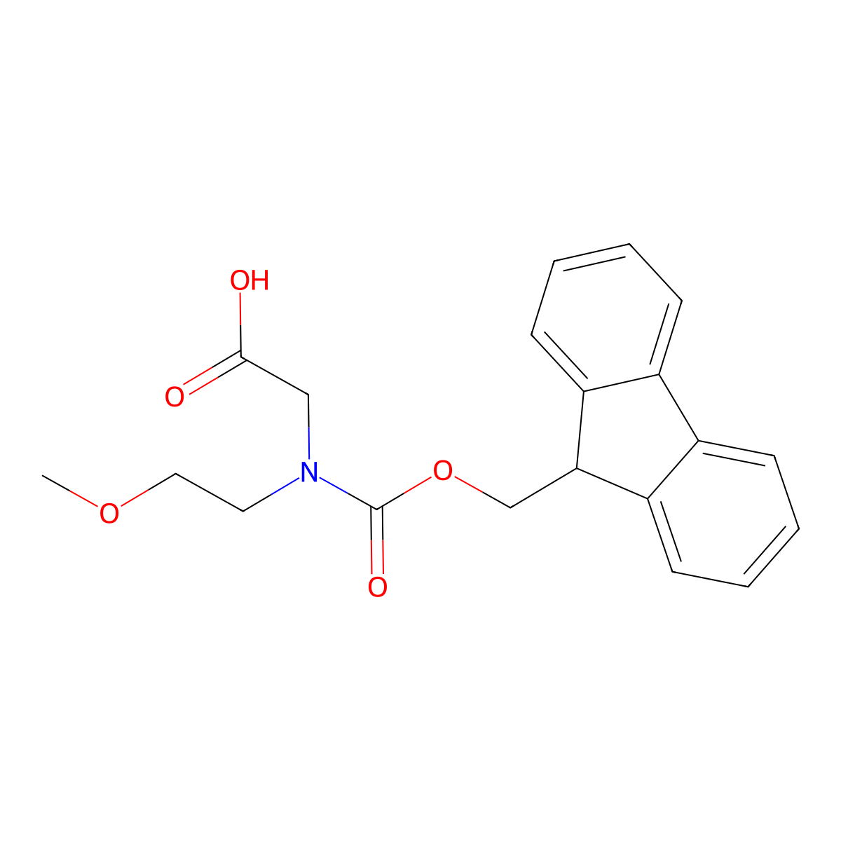 2-((((9H-fluoren-9-yl)methoxy)carbonyl)(2-methoxyethyl)amino)acetic acid molecular structure, CAS 1341969-00-3