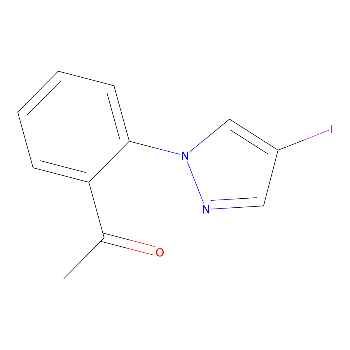 1-(2-(4-Iodo-1h-pyrazol-1-yl)phenyl)ethan-1-one molecular structure, CAS 1341970-82-8