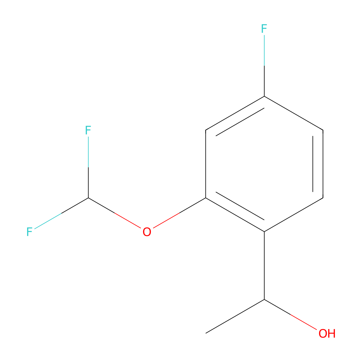 1-[2-(Difluoromethoxy)-4-fluorophenyl]ethan-1-ol molecular structure, CAS 1341974-99-9