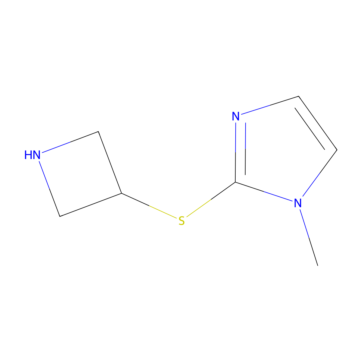 2-(azetidin-3-ylsulfanyl)-1-methyl-1H-imidazole molecular structure, CAS 1341975-16-3