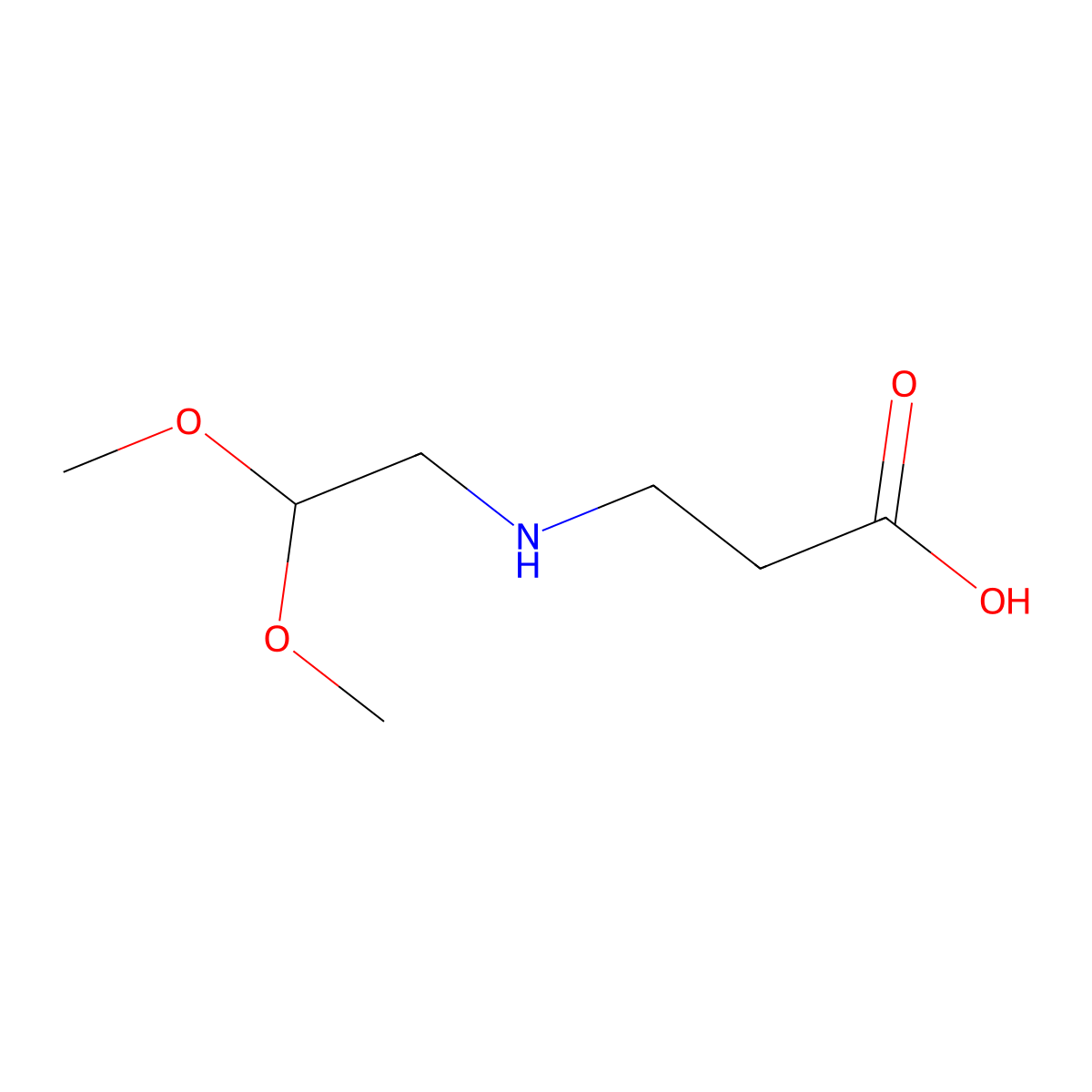 3-[(2,2-Dimethoxyethyl)amino]propanoic acid molecular structure, CAS 1341975-29-8