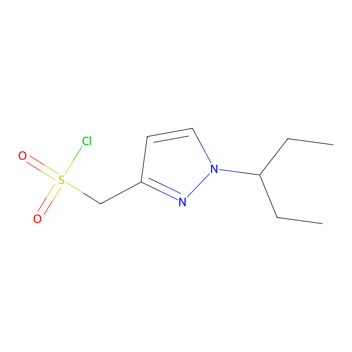 (1-(Pentan-3-yl)-1h-pyrazol-3-yl)methanesulfonyl chloride molecular structure, CAS 1341976-88-2