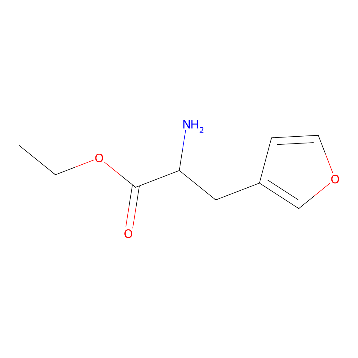 Ethyl 2-amino-3-(furan-3-yl)propanoate molecular structure, CAS 1341978-41-3