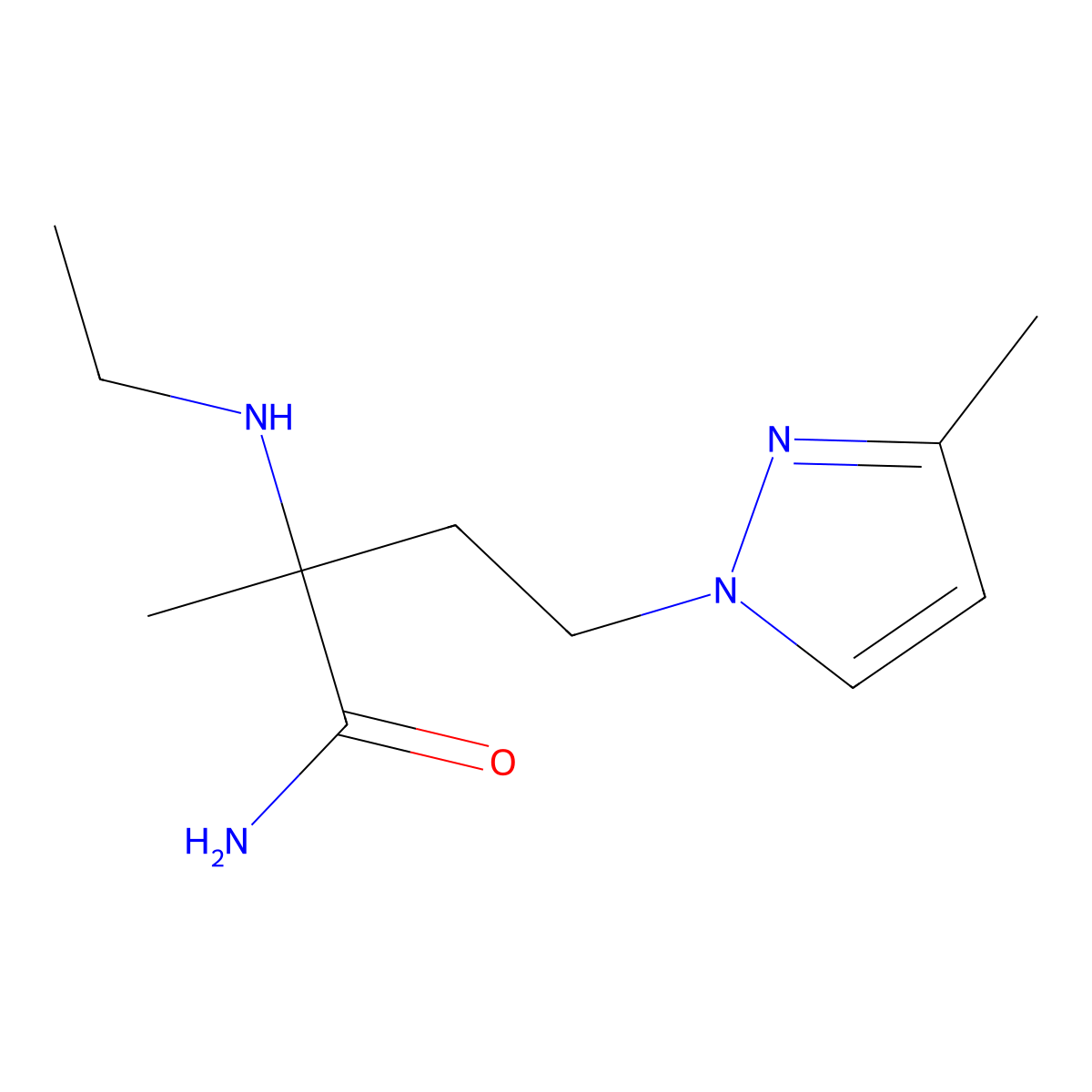 2-(Ethylamino)-2-methyl-4-(3-methyl-1h-pyrazol-1-yl)butanamide molecular structure, CAS 1341978-98-0