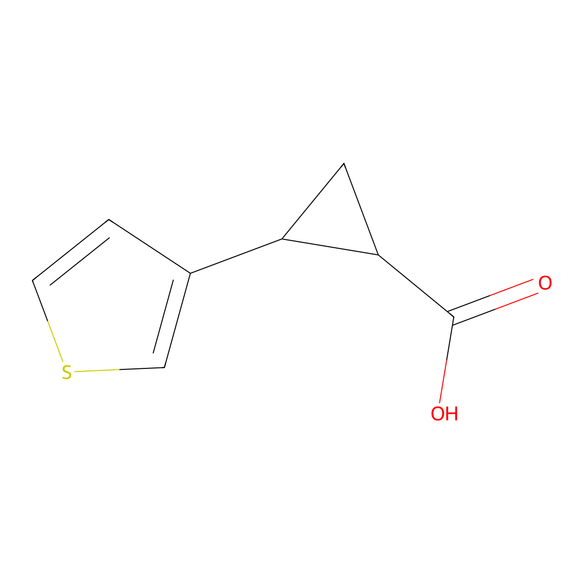 rac-(1R,2R)-2-(thiophen-3-yl)cyclopropane-1-carboxylic acid molecular structure, CAS 134198-16-6