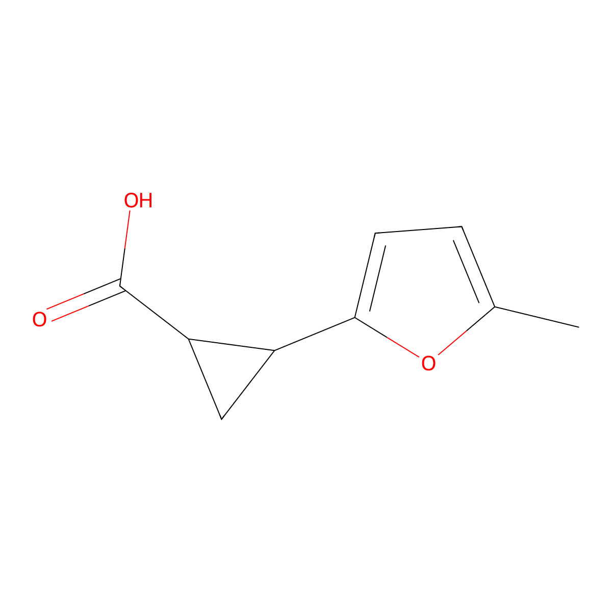 rac-(1R,2R)-2-(5-methylfuran-2-yl)cyclopropane-1-carboxylic acid molecular structure, CAS 134198-17-7