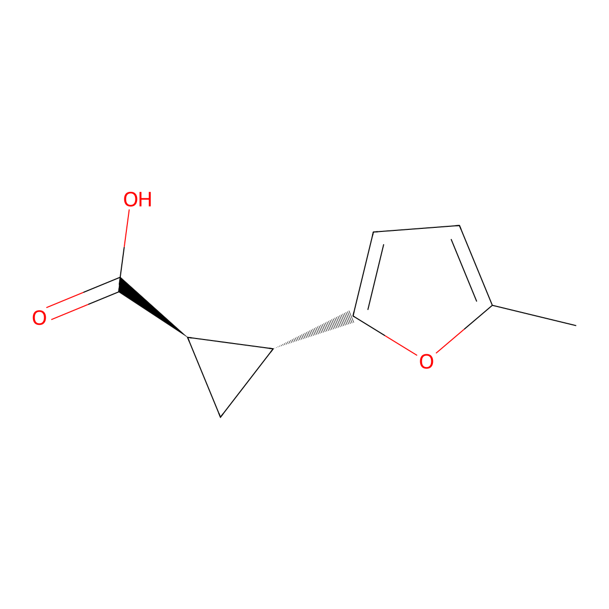 rac-(1R,2R)-2-(5-methylfuran-2-yl)cyclopropane-1-carboxylic acid molecular structure, CAS 134198-17-7