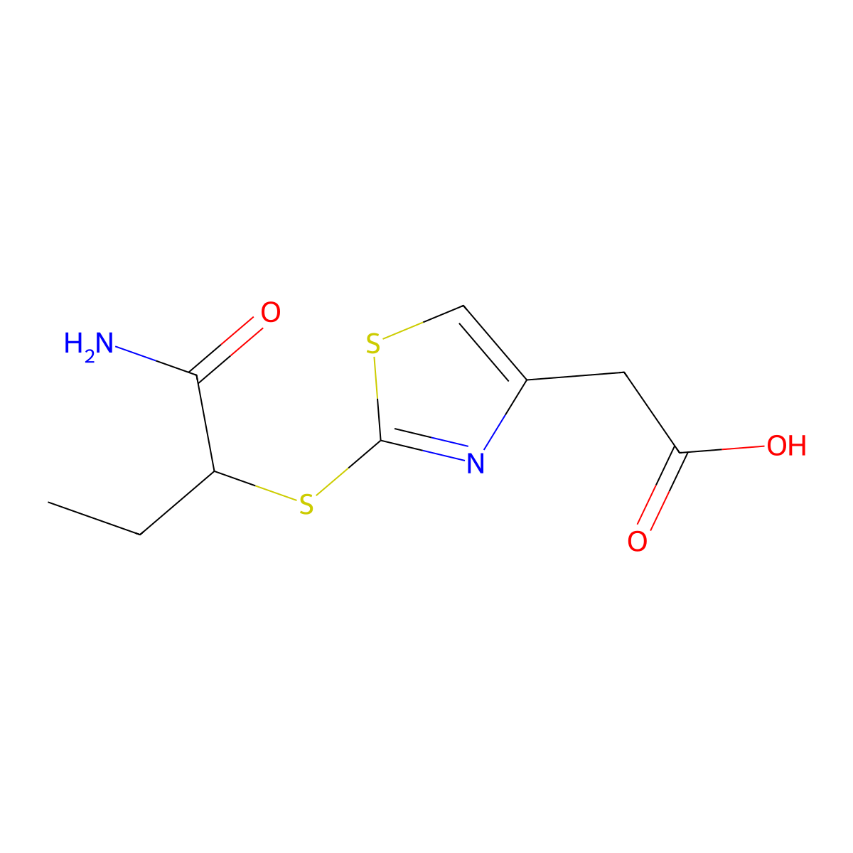 2-(2-((1-Amino-1-oxobutan-2-yl)thio)thiazol-4-yl)acetic acid molecular structure, CAS 1341986-86-4