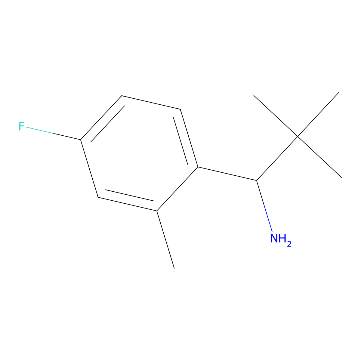 1-(4-Fluoro-2-methylphenyl)-2,2-dimethylpropan-1-amine molecular structure, CAS 1341986-89-7