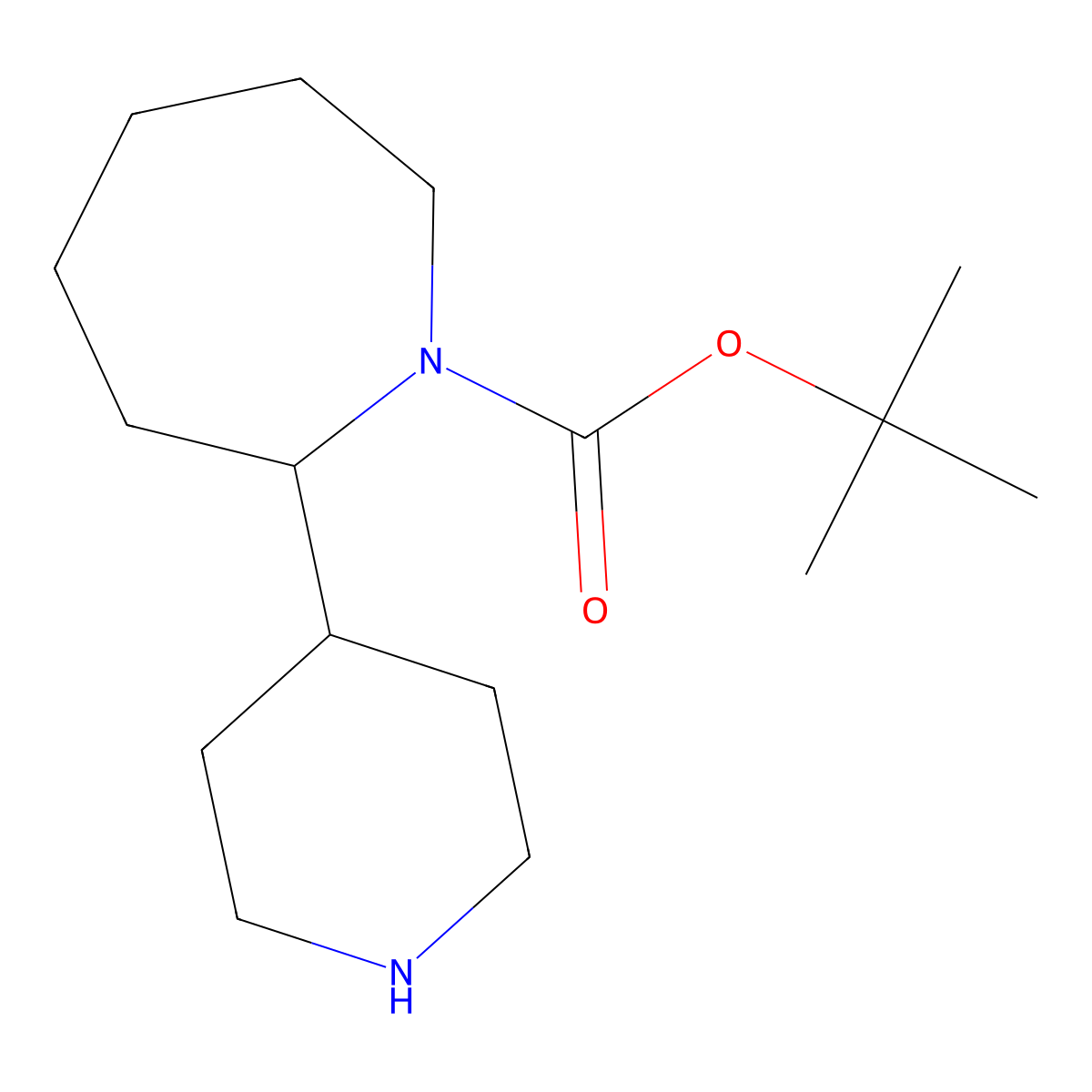 Tert-butyl 2-(piperidin-4-yl)azepane-1-carboxylate molecular structure, CAS 1341988-43-9