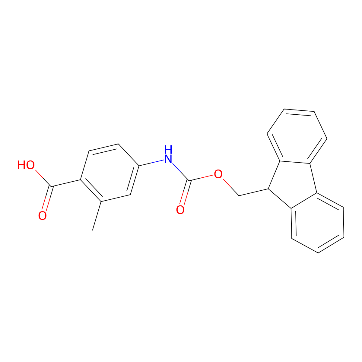 4-((((9H-fluoren-9-yl)methoxy)carbonyl)amino)-2-methylbenzoic acid molecular structure, CAS 1341992-64-0