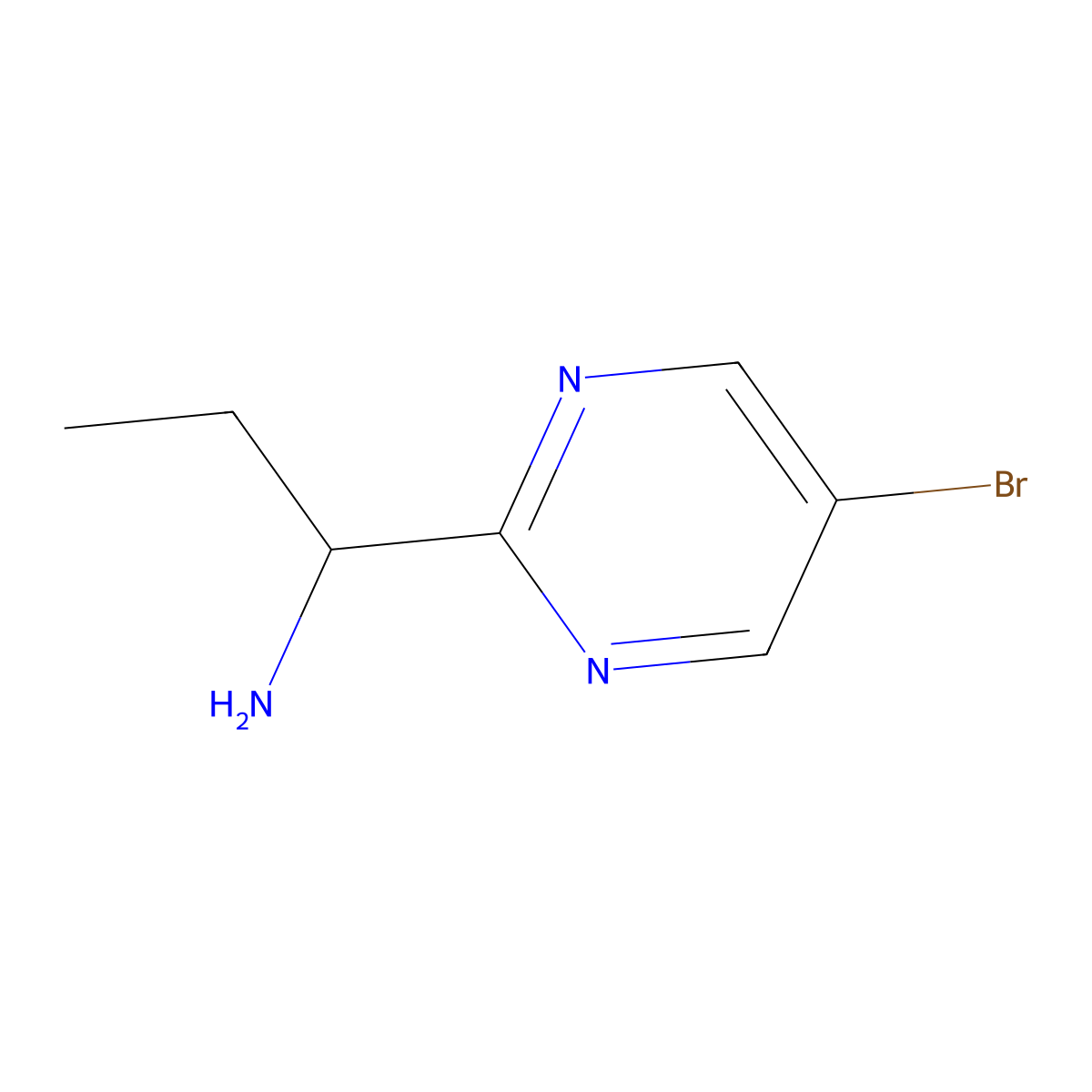 1-(5-Bromopyrimidin-2-yl)propan-1-amine molecular structure, CAS 1341993-21-2