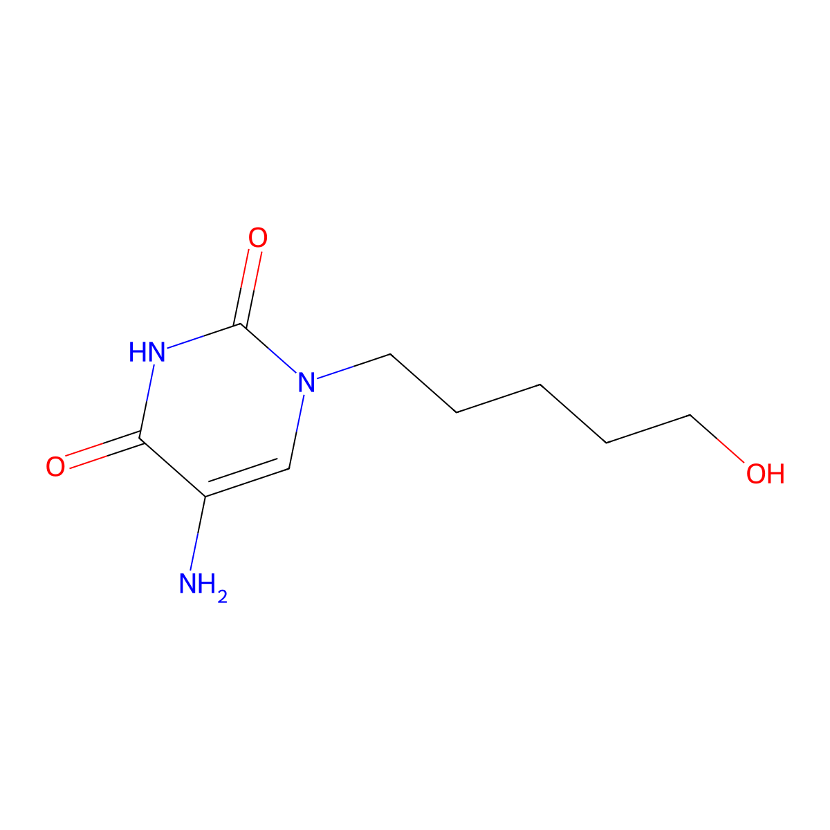 5-Amino-1-(5-hydroxypentyl)pyrimidine-2,4(1h,3h)-dione molecular structure, CAS 1341994-12-4