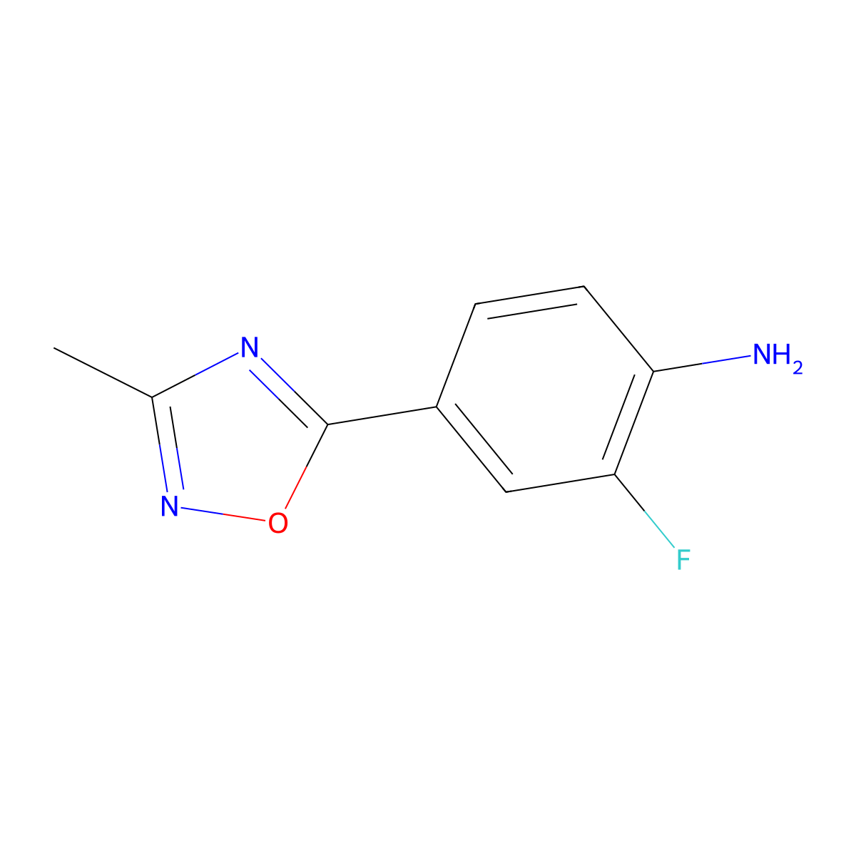 2-Fluoro-4-(3-methyl-1,2,4-oxadiazol-5-yl)aniline molecular structure, CAS 1341997-45-2