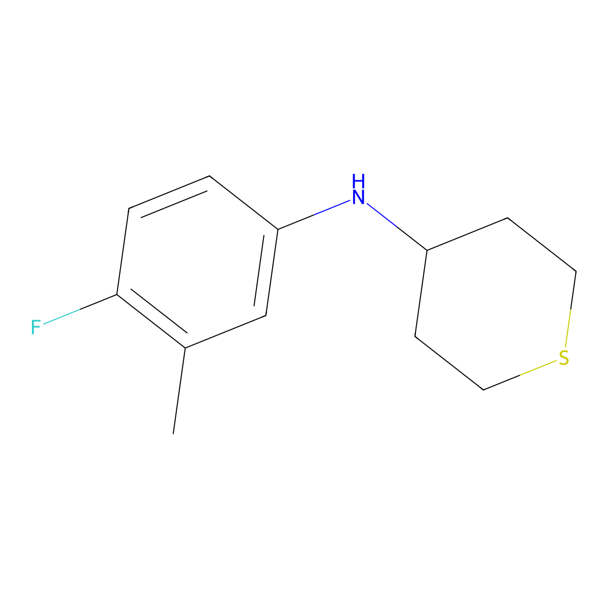 N-(4-fluoro-3-methylphenyl)thian-4-amine molecular structure, CAS 1341997-68-9