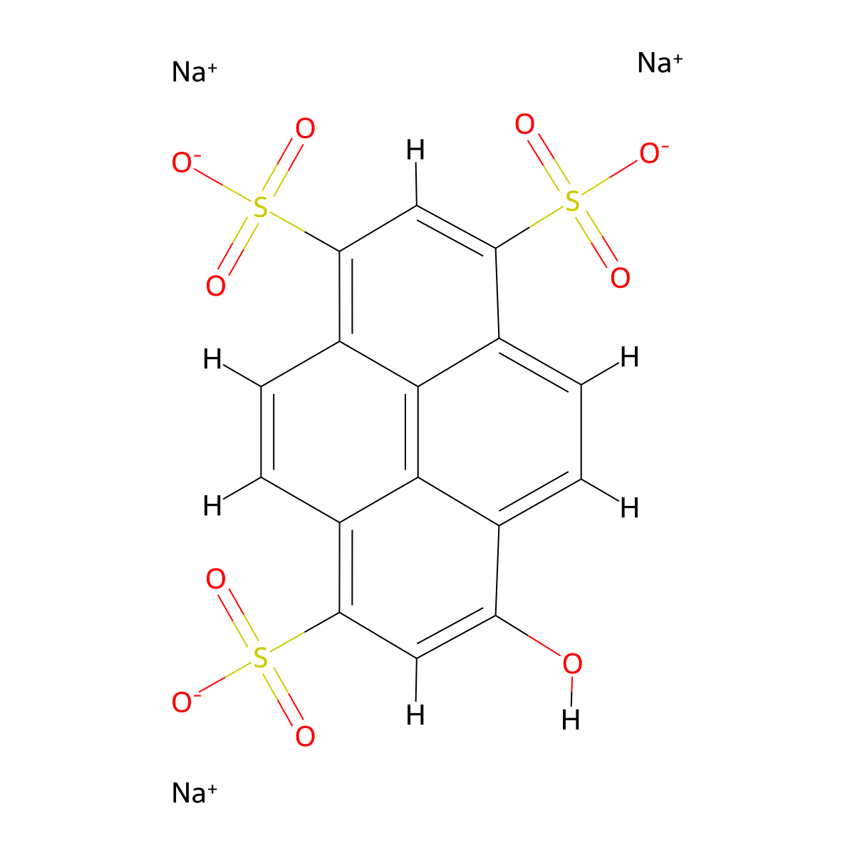 Pyranine molecular structure, CAS 1342-64-9